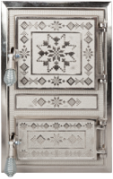 Monoblock-Ofentür Rumänische Motive Vernickelt / h[mm]: 475; l[mm]: 295