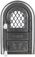 Kamintür mit Glas Hirsche Silberne Ornamente