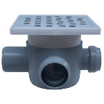 Quadratischer Bodenablauf mit Aufsatz SL 2 Eingänge 90/180° Rechts SP-H75-160-2