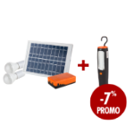 LED-Beleuchtungsset mit Solarladung und 2 Lampen 5W + Taschenlampe mit Magnetfuß 43 LED PROMO 1+1