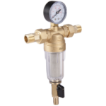 Schmutzfilter mit Entleerung und Überwurfverschraubungen, Außengewinde–Außengewinde