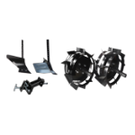 Basis-Zubehörpaket für Motorhacke/Motokultivator (Pflug, Adapter zur Zubehörkupplung, Verstellbarer Häufler, Metallräder 4.00 mit Naben)