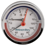 Axiales Thermomanometer mit Rückschlagventil EvoSanitary®