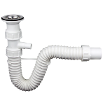 Flexibler Spülbecken-Siphon mit Ablaufventil und Waschmaschinenanschluss Texo