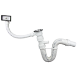 Flexibler Spülbecken-Siphon mit Ablaufventil, Waschmaschinenanschluss und Überlauf Texo