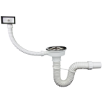 Flexibler Spülbecken-Siphon mit Ablaufventil και Überlauf Texo