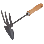 Mini Handkultivator 3 Zinken mit Holzgriff